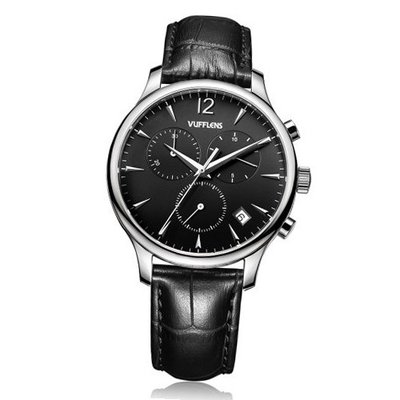 Vufflens V063.53 Baltic Sea Collection Chronograph Swiss-quartz Black Leather Black Dial