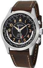 Vulcain Aviator GMT Pilot 100108-333L-BK 42 Automatic Stainless Steel Case Brown Calfskin Anti-Reflective Sapphire