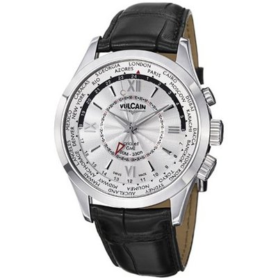 Vulcain Aviator GMT Silver Dial Mechanical Alarm 100108.141LF