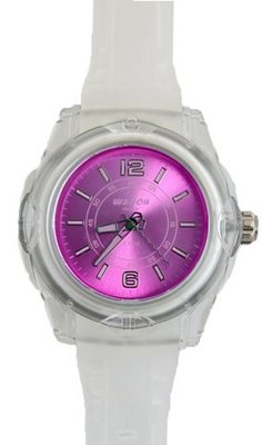 Waooh - MIAMI 44 White Wristband with Color Dial Pink