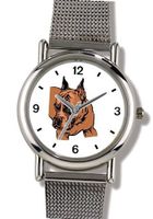 Boxer No.2 Dog - WATCHBUDDY® ELITE Chrome-Plated Metal Alloy with Metal Mesh Strap-Size-Small ( Standard Size )