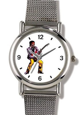 Famous Rock & Roll Star Playing Guitar - Guitarist Musician - WATCHBUDDY® ELITE Chrome-Plated Metal Alloy with Metal Mesh Strap-Size-Large ( Size or Jumbo Size )