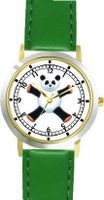 Giant Panda Bear Plush (Sad Face) - Bear - JP Animal - WATCHBUDDY® DELUXE TWO-TONE THEME WATCH - Arabic Numbers - Green Leather Strap-Size-Children's Size-Small ( Boy's Size & Girl's Size )