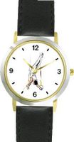 Gymnast on Rings Gymnastics Theme - WATCHBUDDY® DELUXE TWO-TONE THEME WATCH - Arabic Numbers - Black Leather Strap-Children's Size-Small ( Boy's Size & Girl's Size )