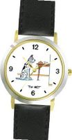 Harlequin Great Dane Dog Cartoon or Comic - JP Animal - WATCHBUDDY® DELUXE TWO-TONE THEME WATCH - Arabic Numbers - Black Leather Strap-Size-Large ( Size or Jumbo Size )