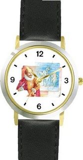 Miguel Cervantes - Don Quixote - WATCHBUDDY® DELUXE TWO-TONE THEME WATCH - Arabic Numbers - Black Leather Strap-Size-Large ( Size or Jumbo Size )