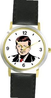President John F. Kennedy American Theme - WATCHBUDDY® DELUXE TWO-TONE THEME WATCH - Arabic Numbers - Black Leather Strap-Size-Large ( Size or Jumbo Size )