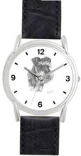 SCHNAUZER DOG (MS) - WATCHBUDDY® DELUXE SILVER TONE WATCH - Black Strap - Small Size (Children's: Boy's & Girl's Size)