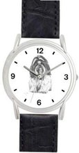 uWatchBuddy SHIH TZU DOG (MS) - WATCHBUDDY® DELUXE SILVER TONE WATCH - Black Strap - Small Size (Standard Size) 