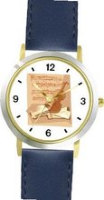 Violin with Mozart Music Composition - Musical Instrument - Music Theme - WATCHBUDDY® DELUXE TWO-TONE THEME WATCH - Arabic Numbers - Blue Leather Strap-Size- Size-Small