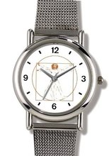 Vitruvian Man by Leonardo Da Vinci - WATCHBUDDY® ELITE Chrome-Plated Metal Alloy with Metal Mesh Strap-Size-Large ( Size or Jumbo Size )