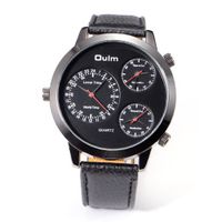 Boys Dulm Army Style Cool Black Leather Sport Quartz for 3 Time Zone US Stock + Gift Box