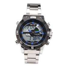 Digital Stainless Steel Alarm Date Stop Light Sport Quartz US Stock + Gift Box