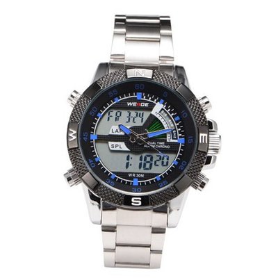 Digital Stainless Steel Alarm Date Stop Light Sport Quartz US Stock + Gift Box