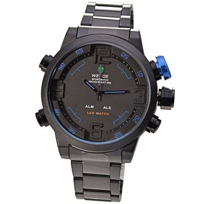 Mudder WEIDE Army Military LED Date Week Alarm Sports Quartz Wrist Blue Button (Original Box + Cloth))