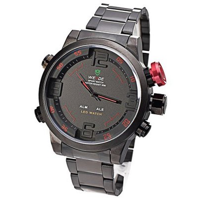 Mudder WEIDE Army Military LED Date Week Alarm Sports Quartz Wrist Red Button (Original Box + Cloth))