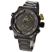 Mudder WEIDE Army Military LED Date Week Alarm Sports Quartz Wrist - Yellow Button