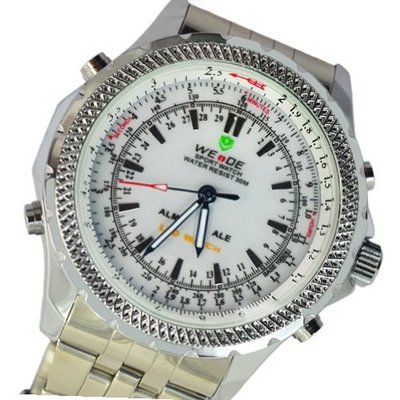 uWeide WEIDE Analog-digital White Case Silver Band  LED 