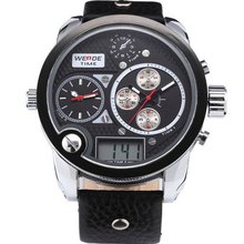 Weide 3 Time Zone Oversize Stainless 56Mm Big Dial Analog Digital Bracelet WE126