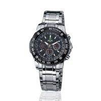 Weide 6 Hands Chronograph Black Dial Stainless Steel Swiss Quartz WH1006B