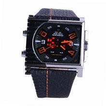 WEIDE Analog-digital Irregular Black Dial  with Orange Hands & Numbers