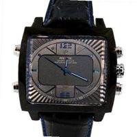 Weide Black Dial Blue Hands LED Quartz Leather Band Wrist WH2308-BBLU