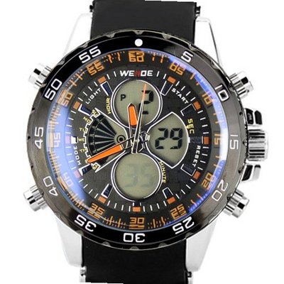 Weide Digital-Analogue Red Digits Chronograph Rubber Band Quartz