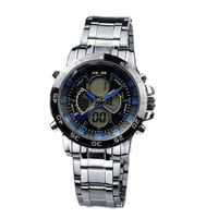 Weide Dual Display Blue Hand Digital Chrono Stainless Steel Strap WH1103-S