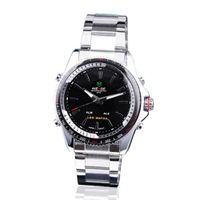 Weide Dual Display LED Black Dial Stainless Steel Quartz WH903-BS
