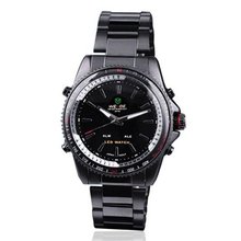Weide Dual Display LED Black Stainless Steel Quartz WH903-B