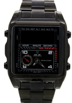 WEIDE Dual Time Stainless Steel Black es