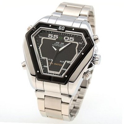 WEIDE Dual Time Zone Analog Digital LED Date Alarm  Sport Wrist WE112