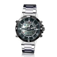 Weide Fashion Dual Time Display Stainless Steel Wrist WH1104-SBLK