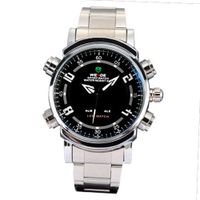 Weide Large Dial White Hand Stainless Steel Dual Time Display Fashion Wrist
