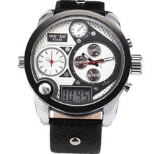 Weide Oversize 3 Time Zone Xxl Army Digital White Dial Quartz Wrist WE127