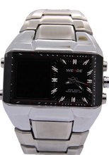 Weide Rectangle Black Dial Backlight Analogue Digital es