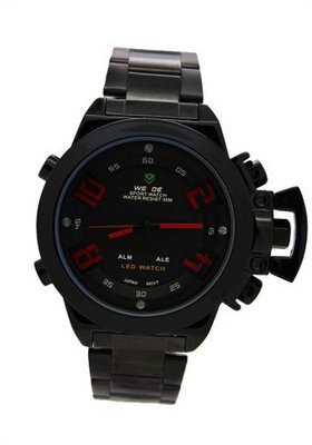 Weide Red Hands Dual Display Black Stainless Steel LED es