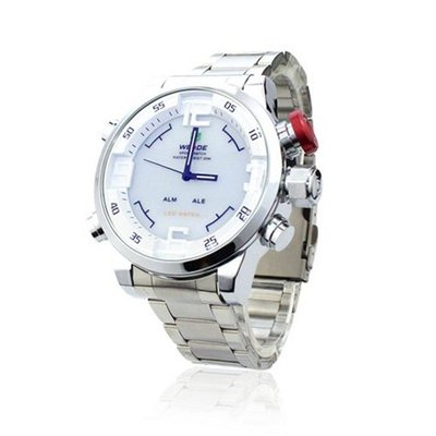 Weide Silver Dual Core 24 Hours Time Stainless Steel Sports Wrist WH2309WB