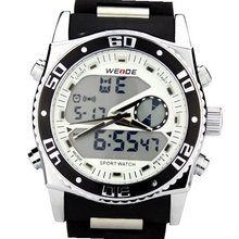 Weide Sport White Numbers Digital Quartz Alarm 24 Hours Black Rubber Strap Wrist WH-2316W