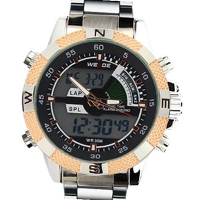 Weide Sports Fashion Dual Time Display Stainless Steel Wrist