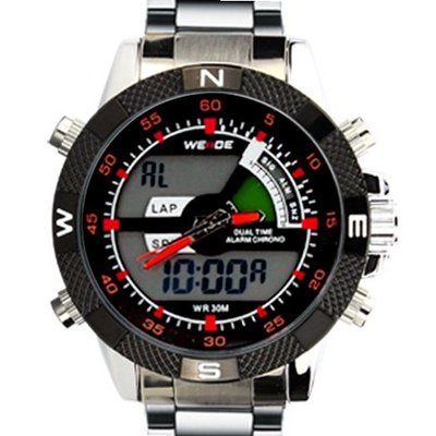 Weide Sports Fashion Dual Time Display Stainless Steel Wrist