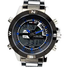 Weide Sports Fashion Dual Time Display Stainless Steel Wrist