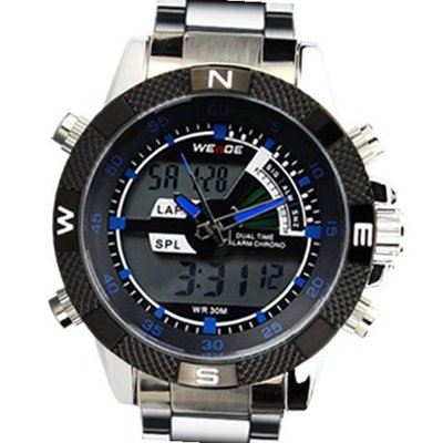 Weide Sports Fashion Dual Time Display Stainless Steel Wrist