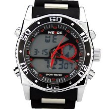 Weide Sports Red Hands Digital Quartz Alarm 24 Hours Black Rubber Strap Wrist WH-2316R