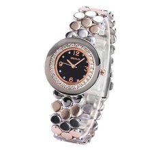 WEIQIN Black Dial Crystal Stainless Steel Lady  Fabulous Quartz Wrist WQI055