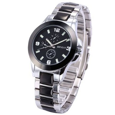 WEIQIN Black Dial Stainless Steel Band Quartz Dress Fashion Wrist WQI062