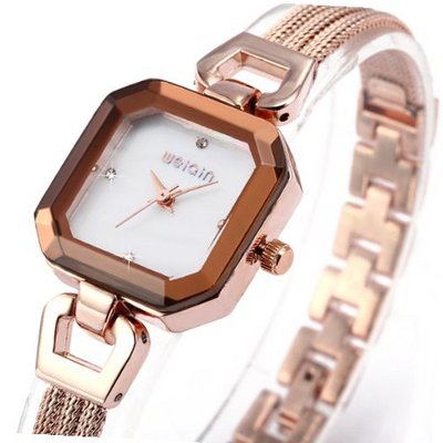 WEIQIN Bling Crystal Lady Octangle Dial Analog Slim Band Quartz Dress WQI037