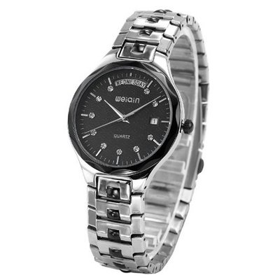 WEIQIN Classic Crystal Lady Date Day Stainless Steel Band Quartz Wrist WQI066