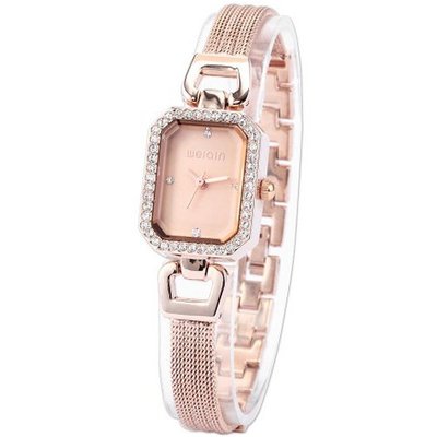 WEIQIN Clear Crystal  Slim Rose Gold Tone Bracelet Lady Dress WQI021