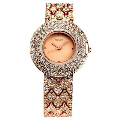 WEIQIN Crystal Lady  Girl Rose Golden Bracelet Bangle Quartz Wrist WQI007